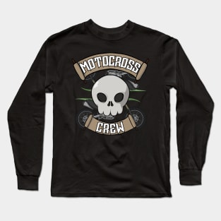 Motocross crew Jolly Roger pirate flag Long Sleeve T-Shirt